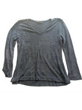 Natori Gray V-Neck Long Sleeve Sweater Medium